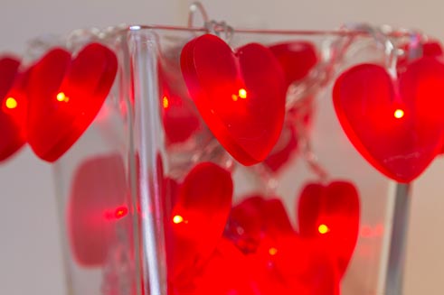Pretty heart-shaped lights in the studio of artist Elaine McKenna at Allendale Forge.