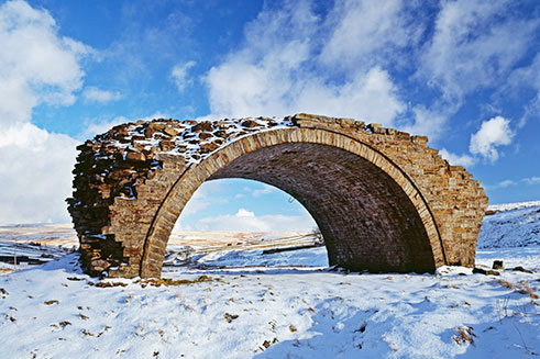 The Rookhope Arch in winter, photographed for the Wear Valley Market Towns Initiative. 