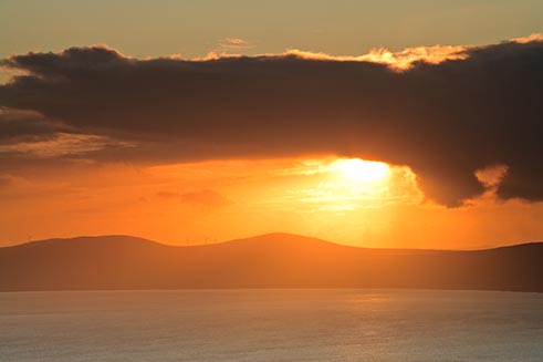 A view towards Donegal from County Derry, Northern Ireland, at sunset.