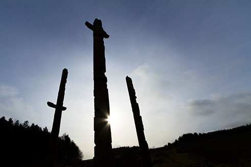 Totem poles in Stonehaugh, in the Northumberland National Park.